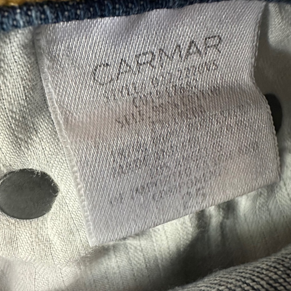 Carmar Denim Distressed Red Star Patch Skinny Jeans Blue Medium Wash Size 25 - Picture 10 of 10